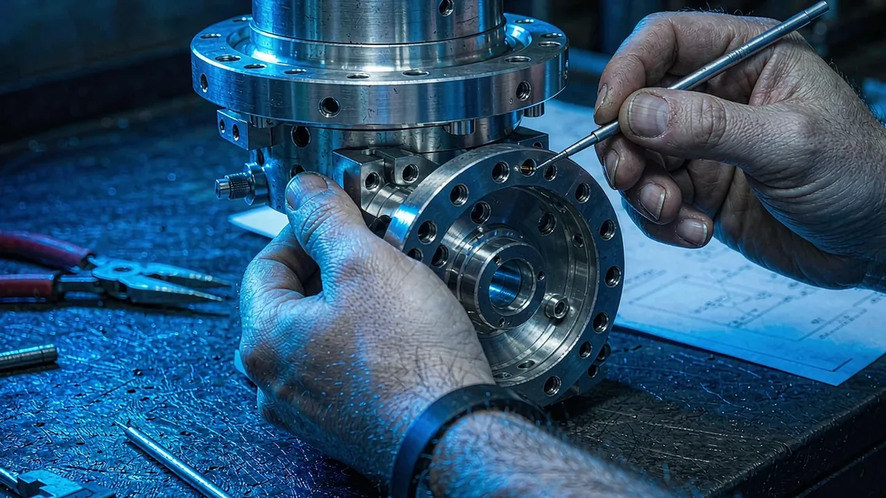 Engineer reviewing a prototype part